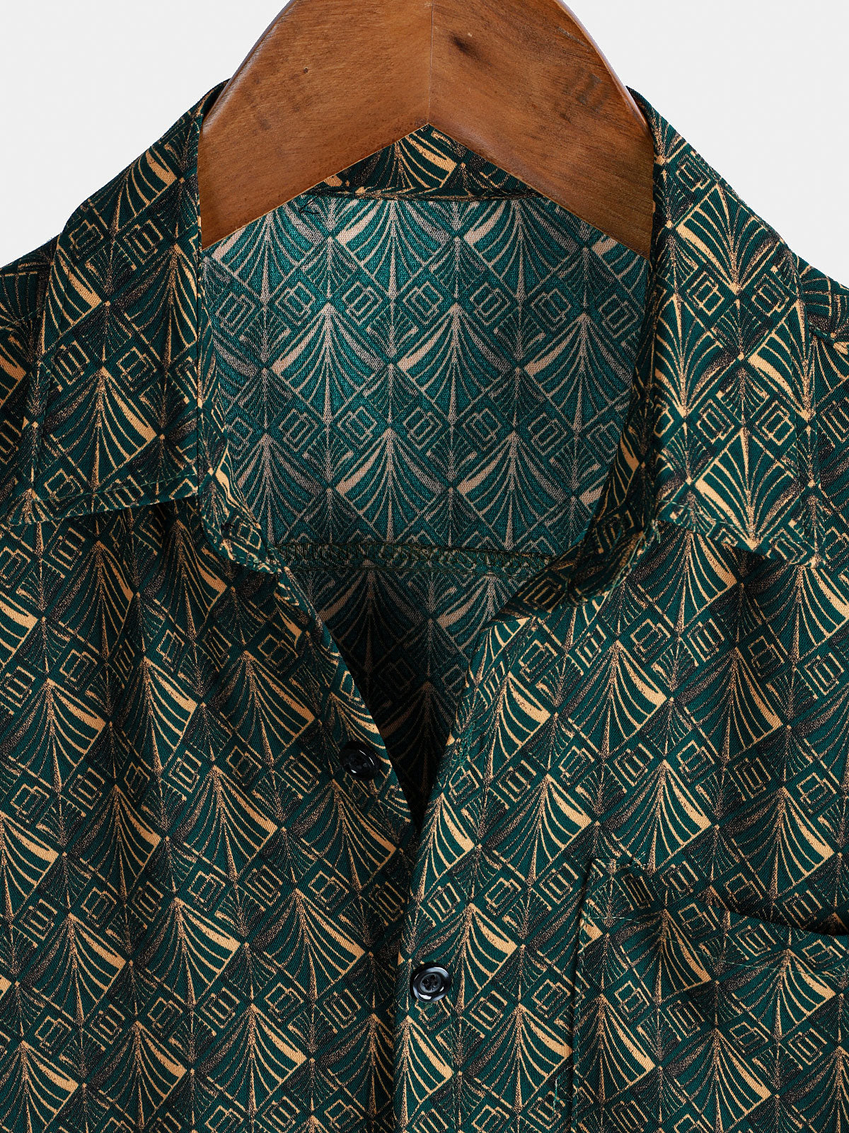 Chemise de vacances à manches courtes et poches à imprimé géométrique rétro pour homme