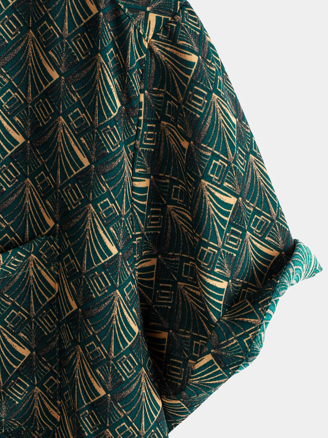 Chemise de vacances à manches courtes et poches à imprimé géométrique rétro pour homme