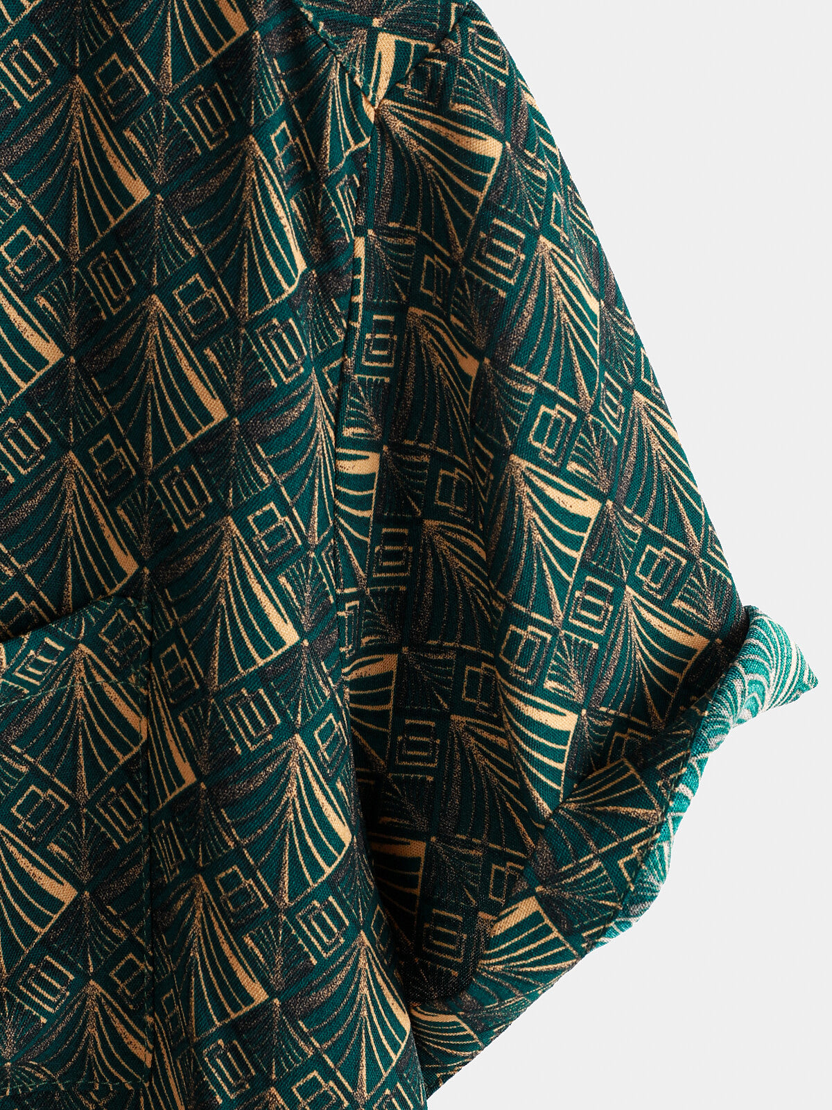 Chemise de vacances à manches courtes et poches à imprimé géométrique rétro pour homme