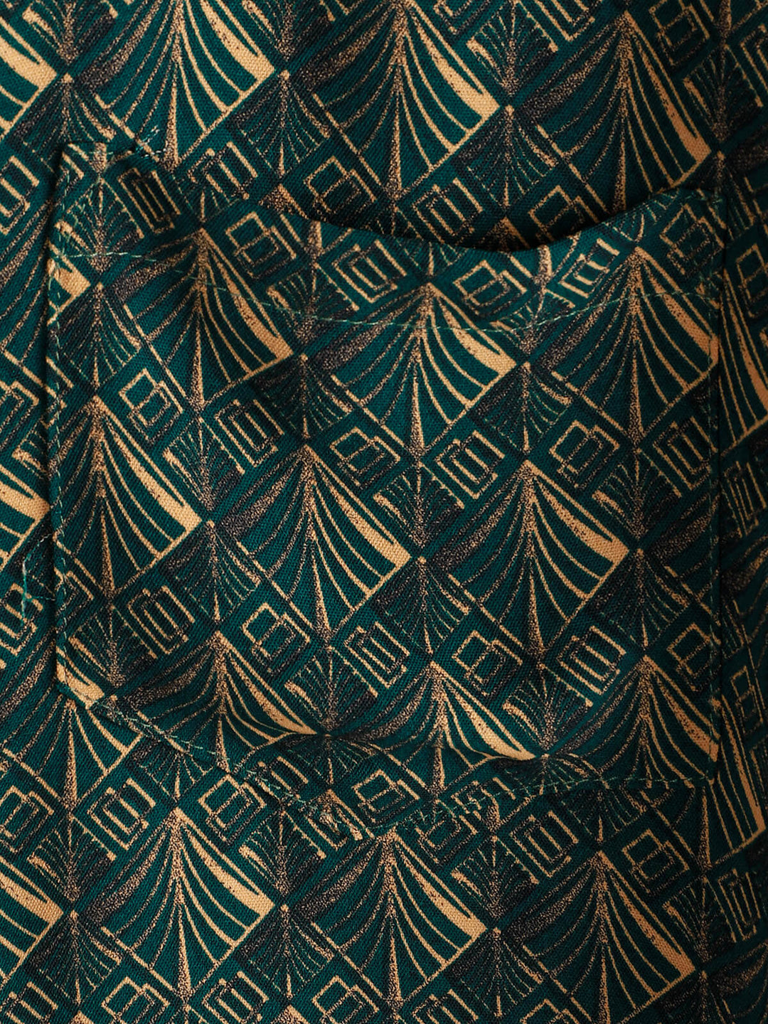 Chemise de vacances à manches courtes et poches à imprimé géométrique rétro pour homme