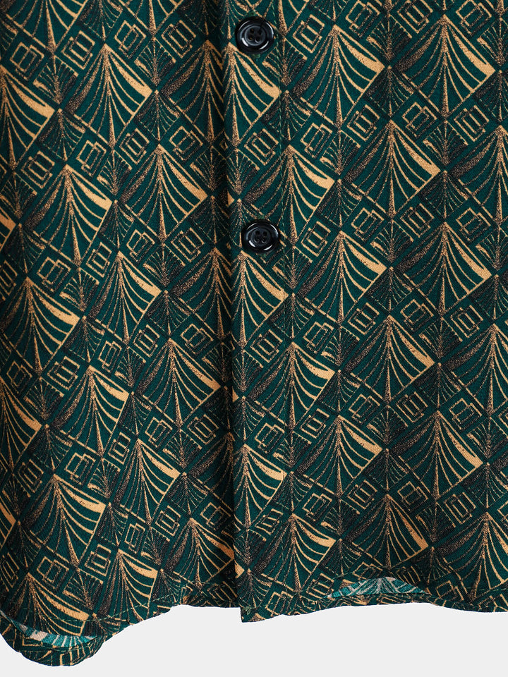 Chemise de vacances à manches courtes et poches à imprimé géométrique rétro pour homme