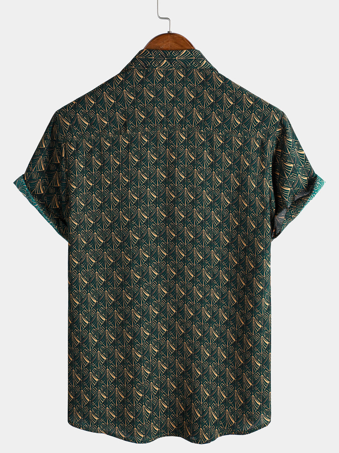 Chemise de vacances à manches courtes et poches à imprimé géométrique rétro pour homme