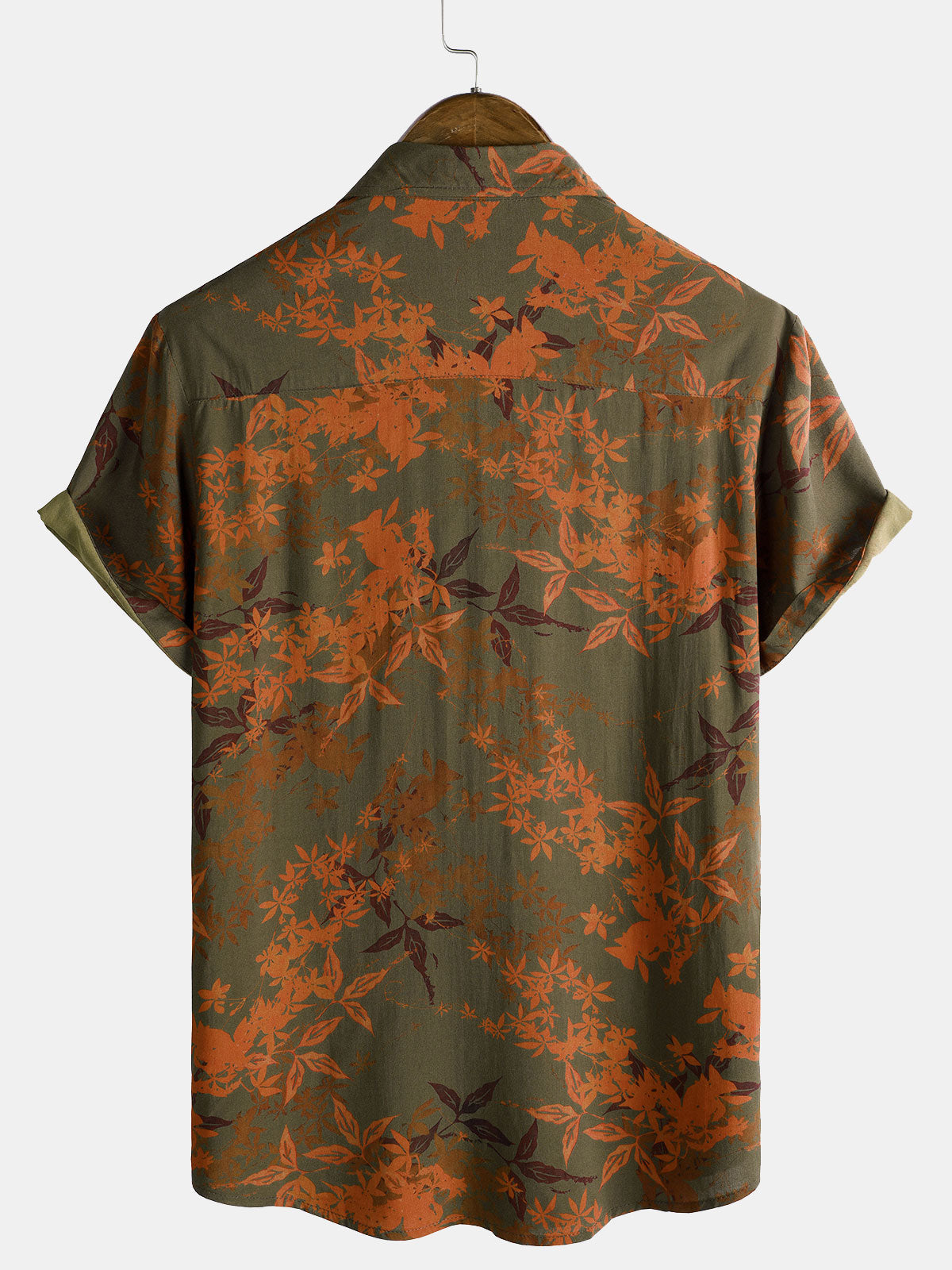 Chemise de plage boutonnée à manches courtes et motif floral vintage pour homme