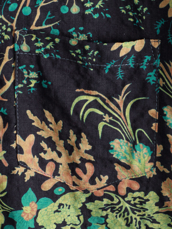 Chemise hawaïenne à manches courtes et poches à imprimé botanique pour homme