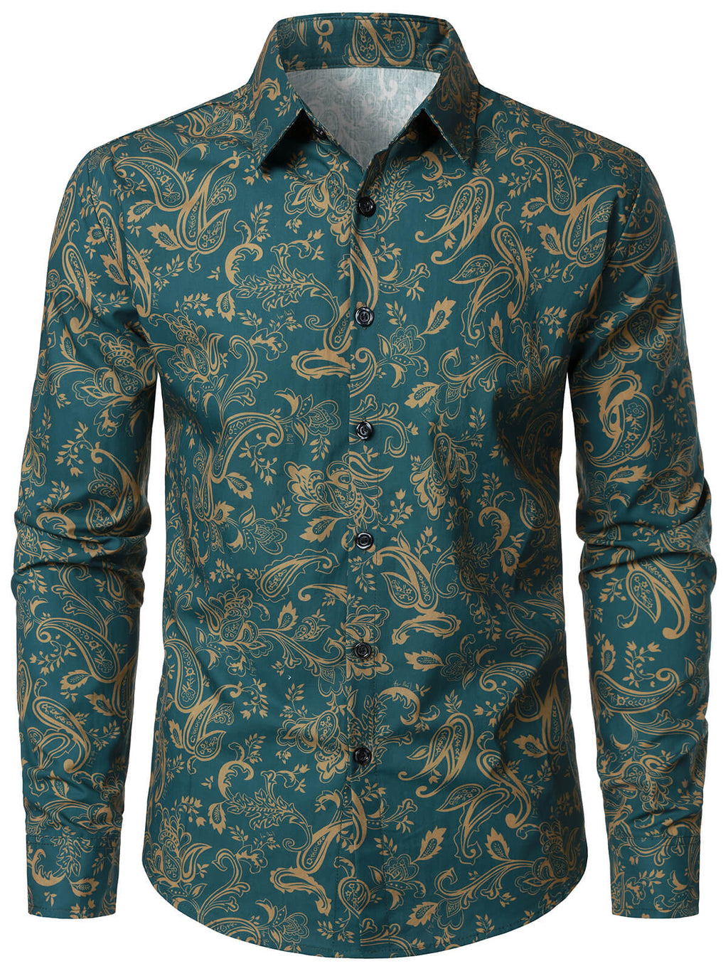 Chemise à manches longues en coton à imprimé cachemire pour homme