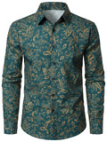 Chemise à manches longues en coton à imprimé cachemire pour homme