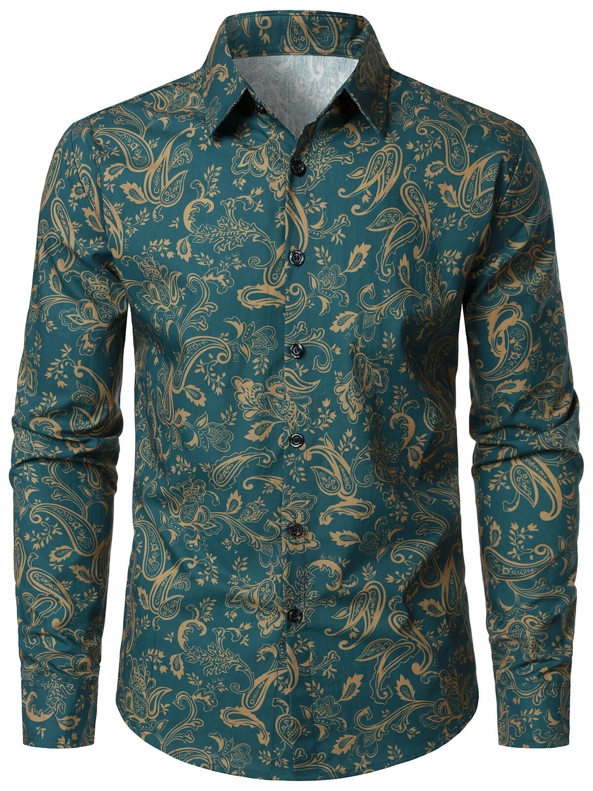 Chemise à manches longues en coton à imprimé cachemire pour homme