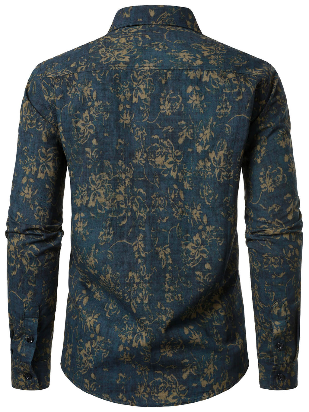 Chemise à manches longues et poche à imprimé floral rétro pour homme