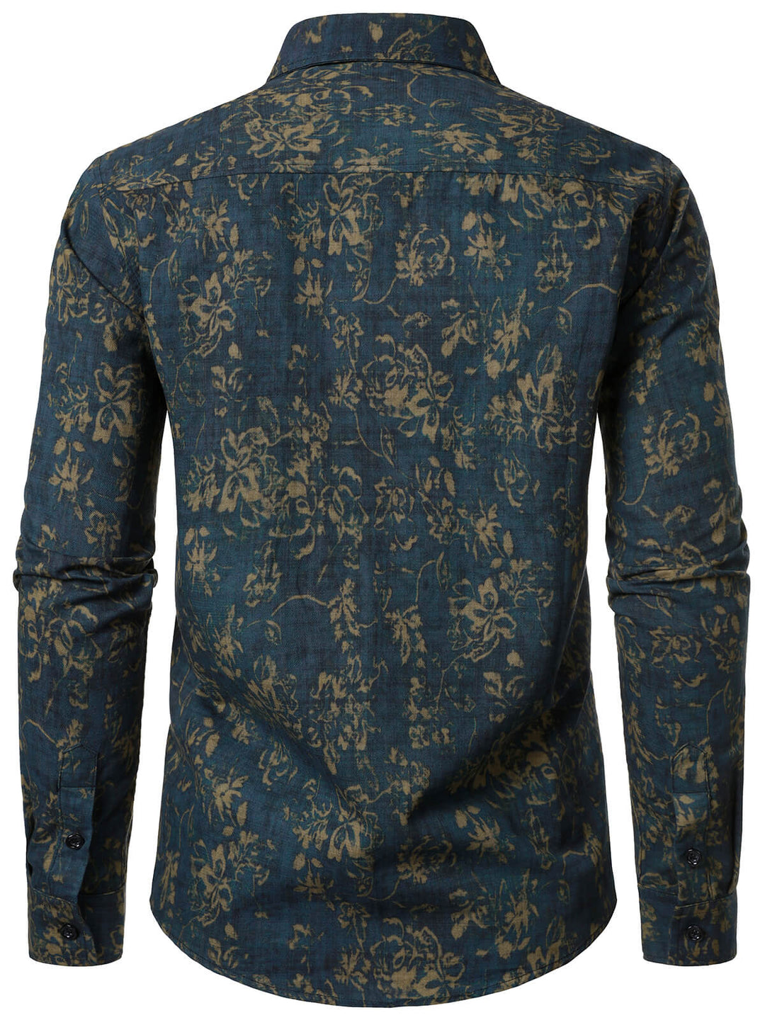 Chemise à manches longues et poche à imprimé floral rétro pour homme