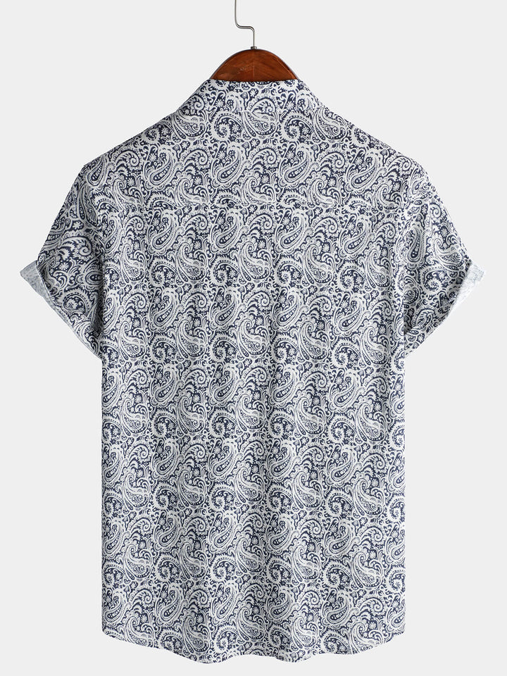Chemise à manches courtes à poches Paisley pour homme