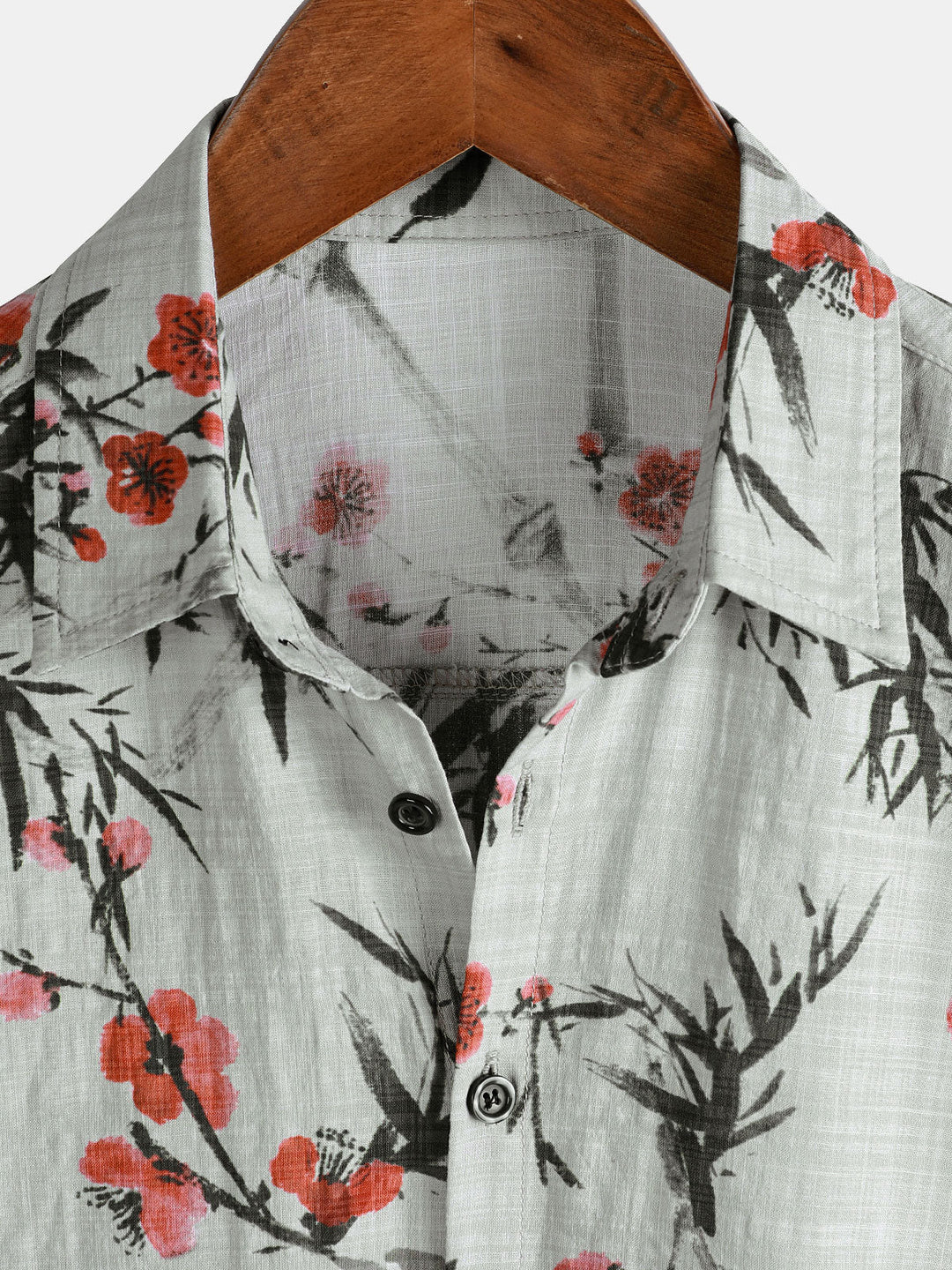 Chemise d’été vintage à manches courtes avec motif floral rouge