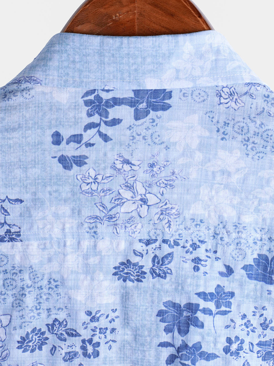 Chemise à manches courtes rétro à imprimé floral bleu pour homme