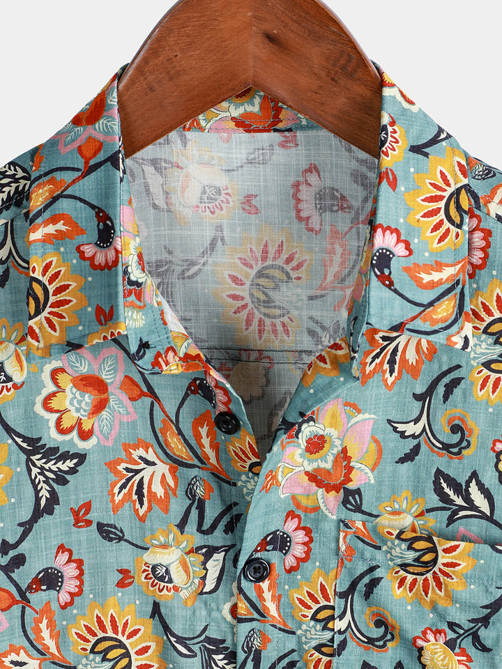 Chemise à manches courtes et poche à imprimé cachemire pour homme