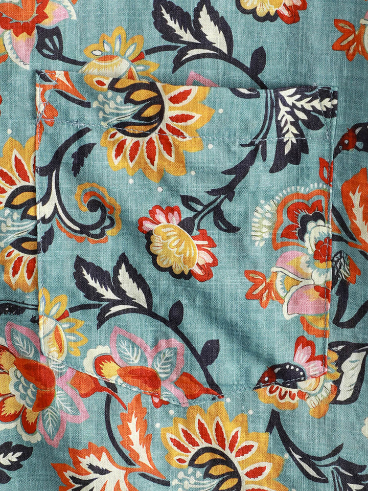 Chemise à manches courtes et poche à imprimé cachemire pour homme