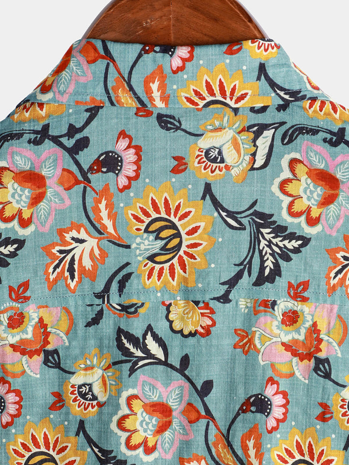 Chemise à manches courtes et poche à imprimé cachemire pour homme