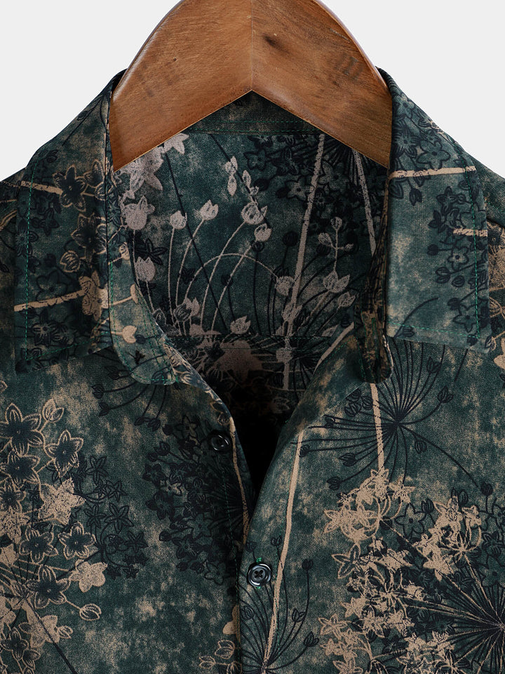 Chemise à manches courtes à imprimé floral rétro pour homme