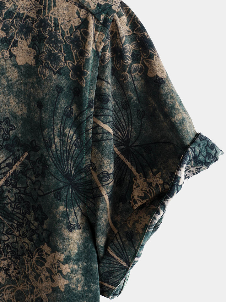 Chemise à manches courtes à imprimé floral rétro pour homme