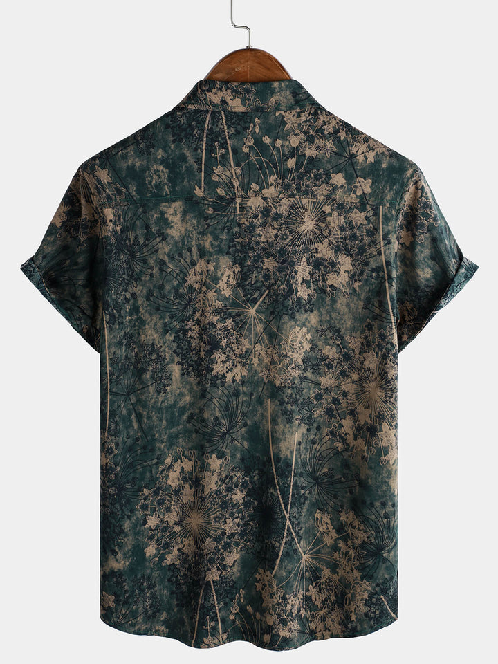 Chemise à manches courtes à imprimé floral rétro pour homme