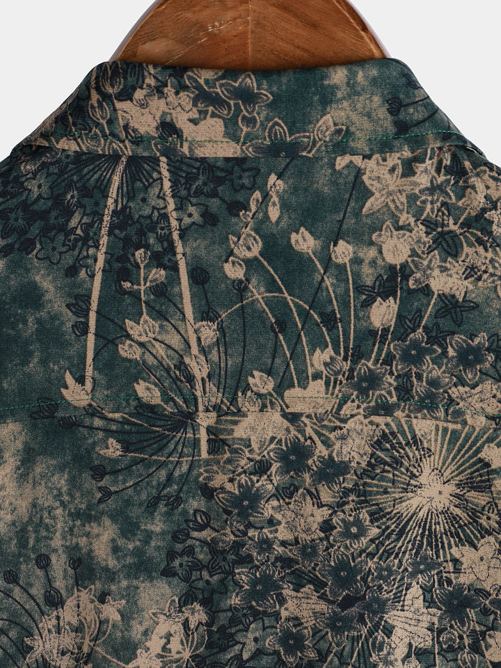 Chemise à manches courtes à imprimé floral rétro pour homme