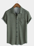Chemise Casual à Manches Courtes avec Imprimé Géométrique pour Homme