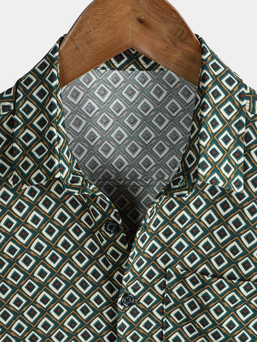 Chemise décontractée à manches courtes et poches pour homme, imprimé géométrique