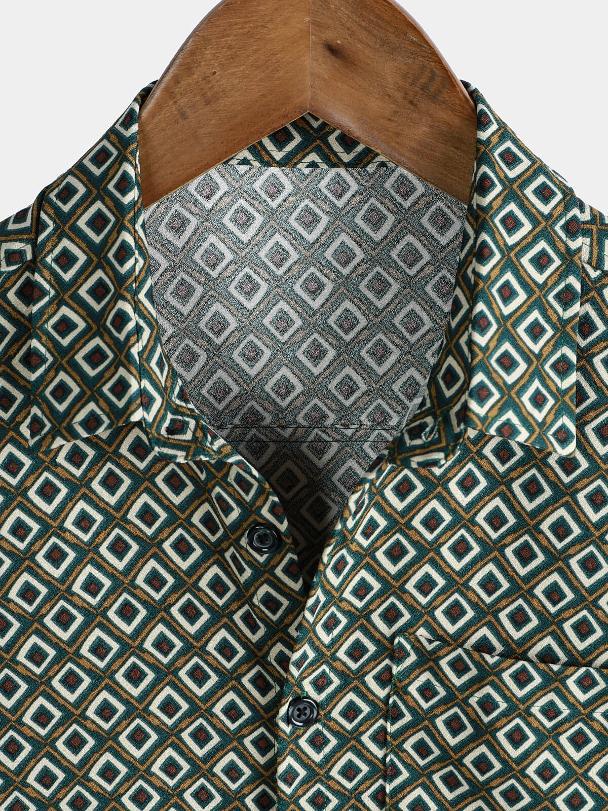 Chemise décontractée à manches courtes et poches pour homme, imprimé géométrique