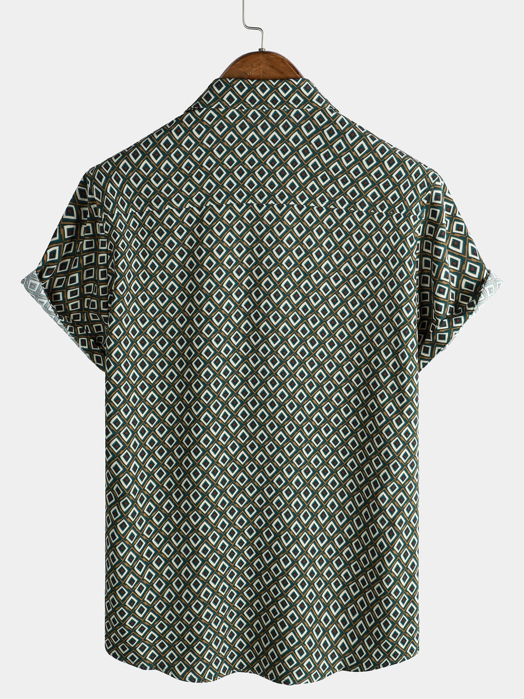 Chemise décontractée à manches courtes et poches pour homme, imprimé géométrique