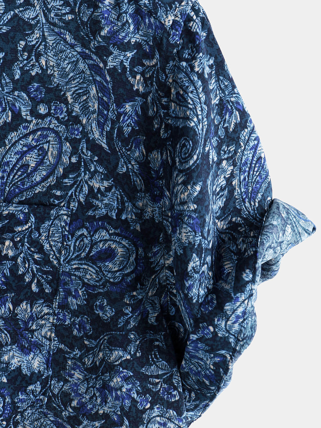 Chemise à manches courtes et poche à imprimé cachemire bleu pour homme