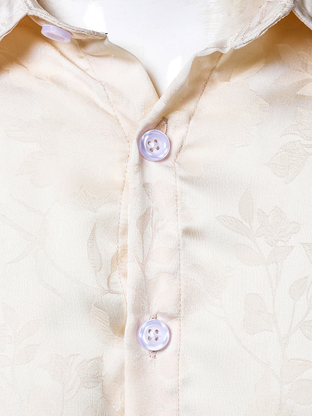 Chemise boutonnée à manches longues en jacquard floral pour homme