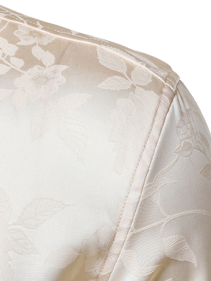 Chemise boutonnée à manches longues en jacquard floral pour homme