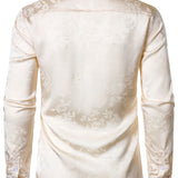 Chemise boutonnée à manches longues en jacquard floral pour homme
