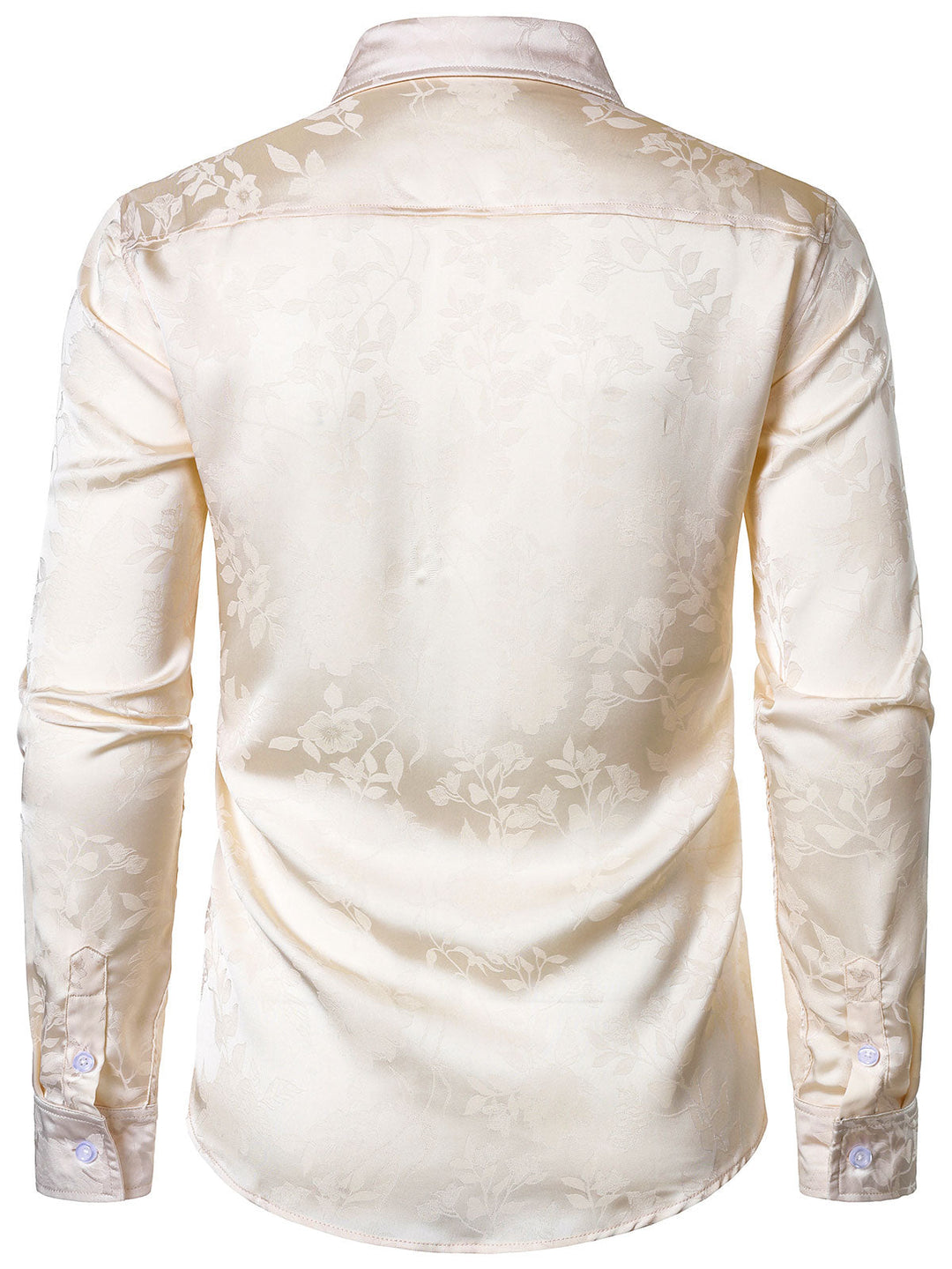 Chemise boutonnée à manches longues en jacquard floral pour homme