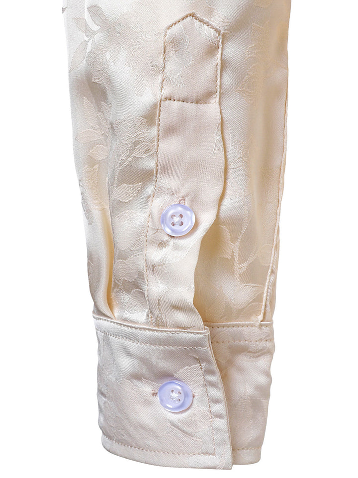 Chemise boutonnée à manches longues en jacquard floral pour homme