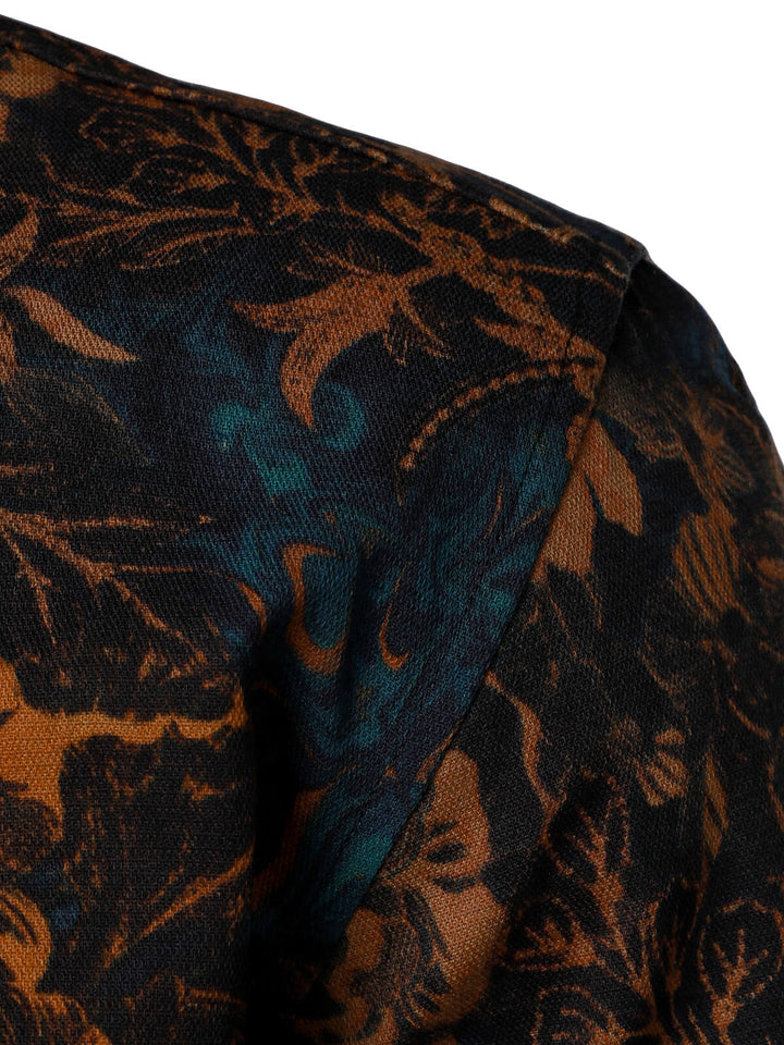 Chemise rétro à manches longues et imprimé floral pour homme