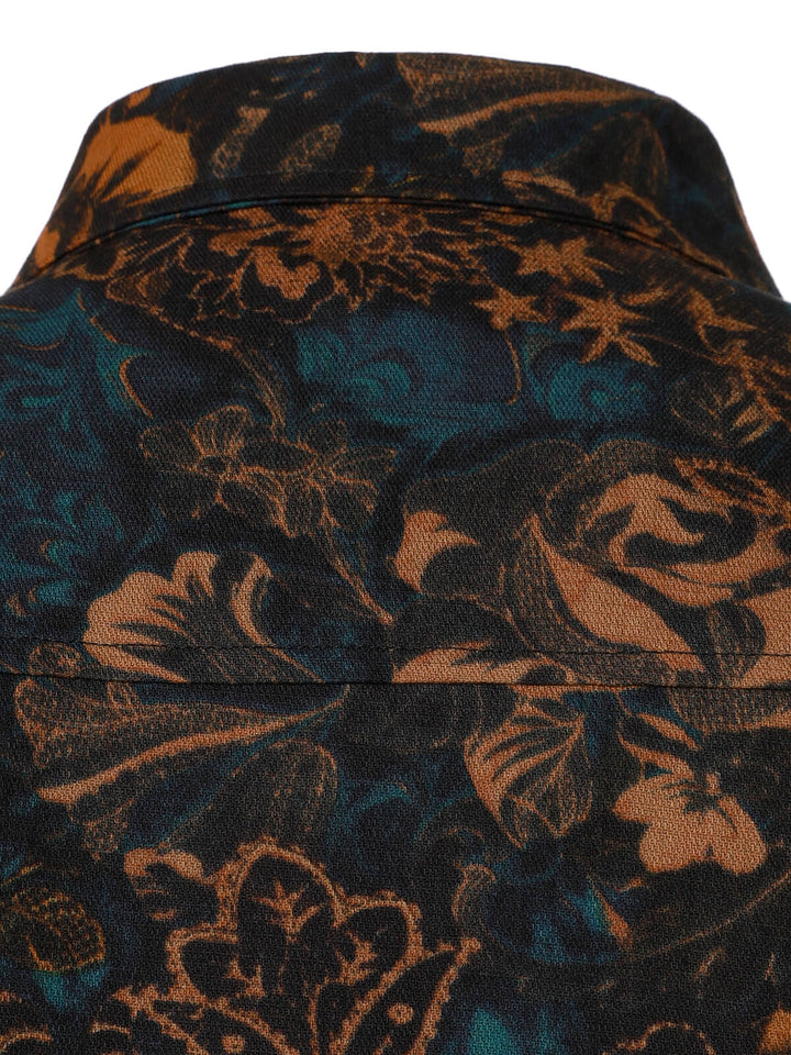 Chemise rétro à manches longues et imprimé floral pour homme