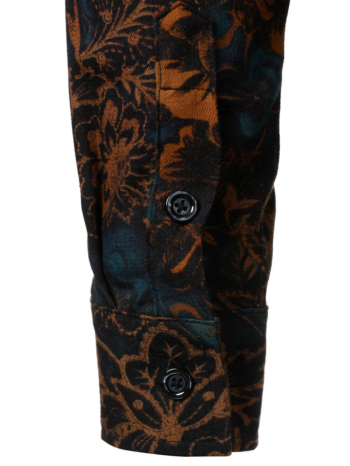 Chemise rétro à manches longues et imprimé floral pour homme