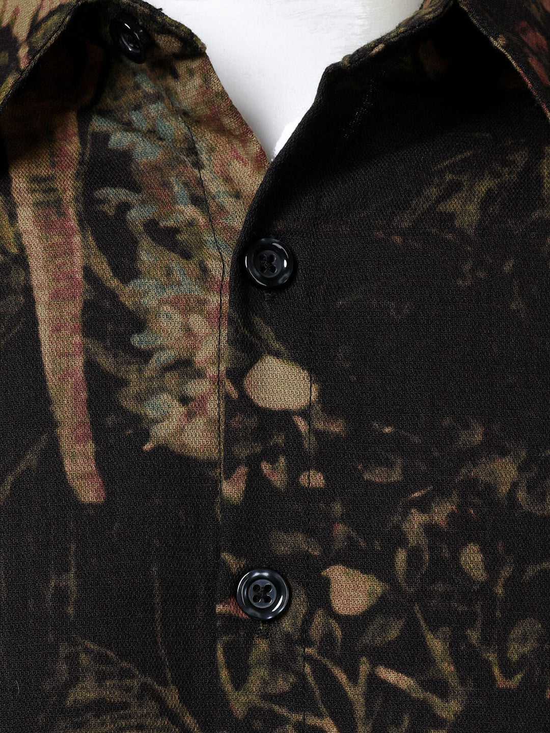 Chemise boutonnée à manches longues et imprimé végétal rétro pour homme