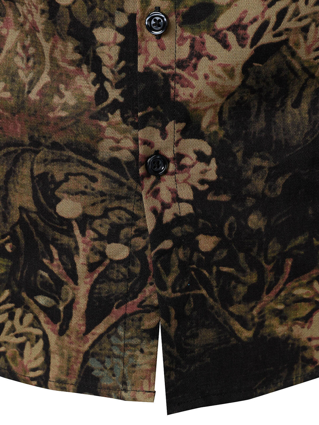 Chemise boutonnée à manches longues et imprimé végétal rétro pour homme