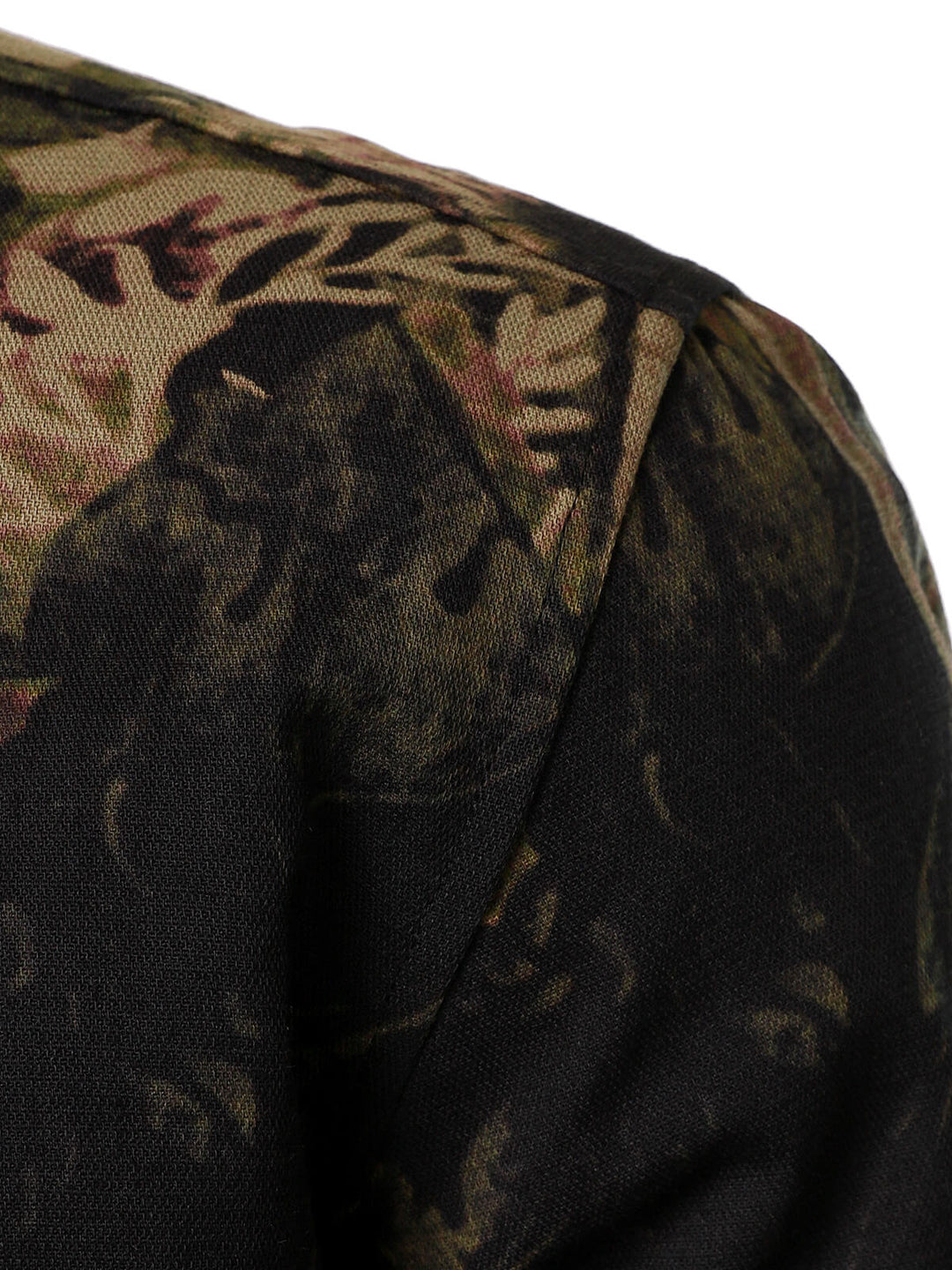 Chemise boutonnée à manches longues et imprimé végétal rétro pour homme
