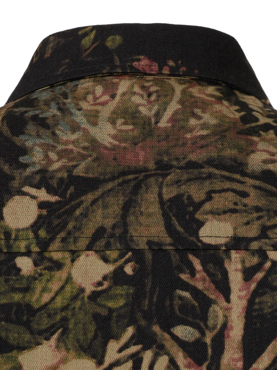 Chemise boutonnée à manches longues et imprimé végétal rétro pour homme