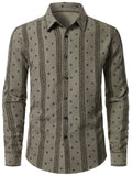 Chemise boutonnée à manches longues et imprimé rayé rétro pour homme
