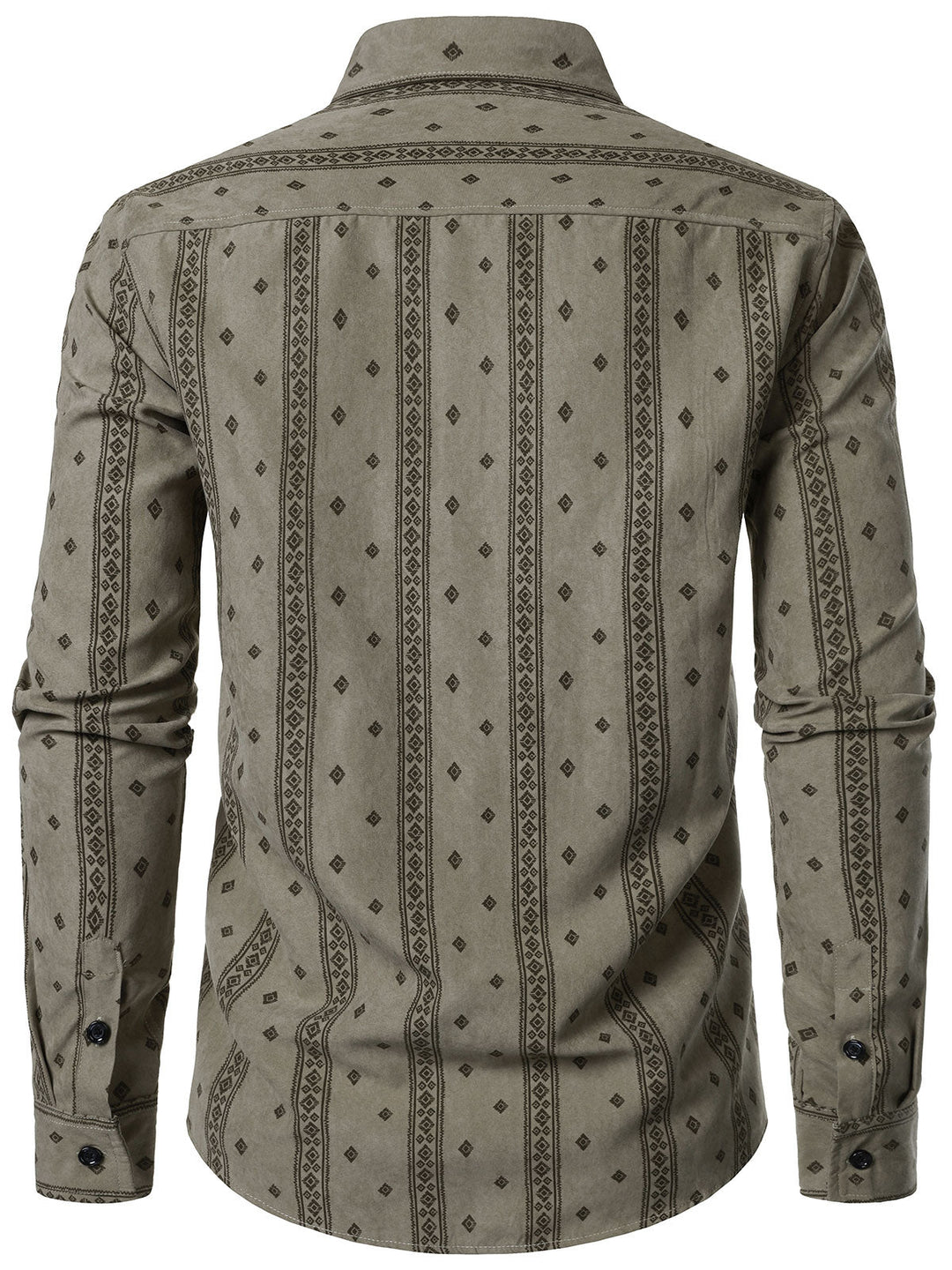Chemise boutonnée à manches longues et imprimé rayé rétro pour homme