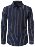 Chemise boutonnée à manches longues et rayures classiques pour homme