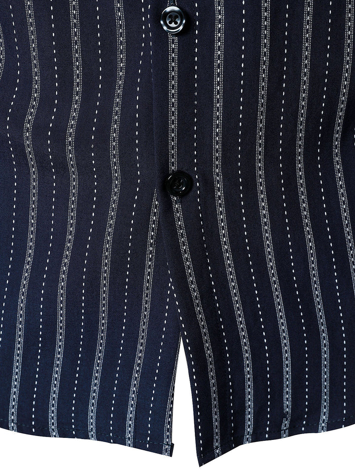 Chemise boutonnée à manches longues et rayures classiques pour homme