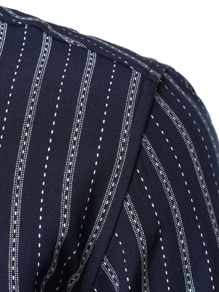 Chemise boutonnée à manches longues et rayures classiques pour homme