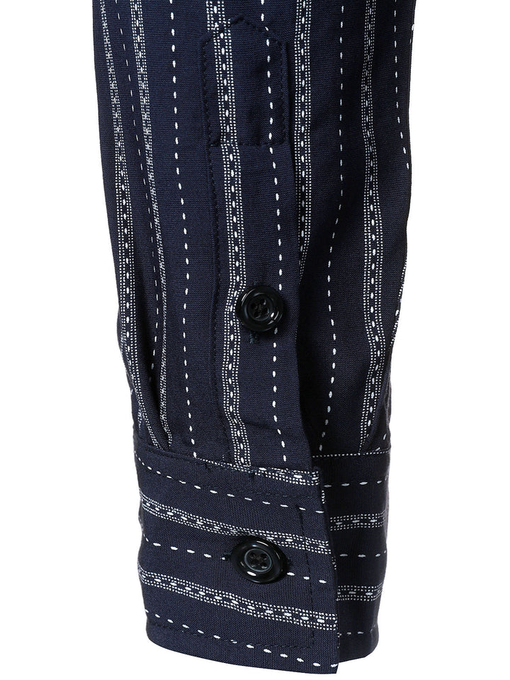 Chemise boutonnée à manches longues et rayures classiques pour homme