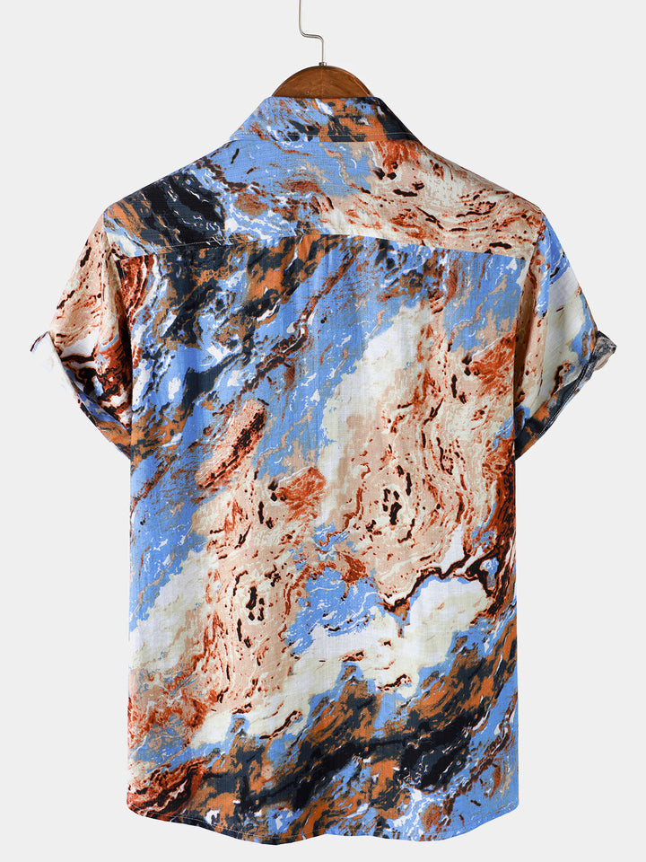 Chemise Homme à Motif Abstrait Vacances Manches Courtes