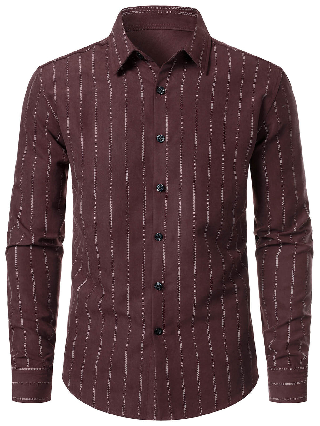 Chemise à manches longues à rayures rétro rouge pour homme
