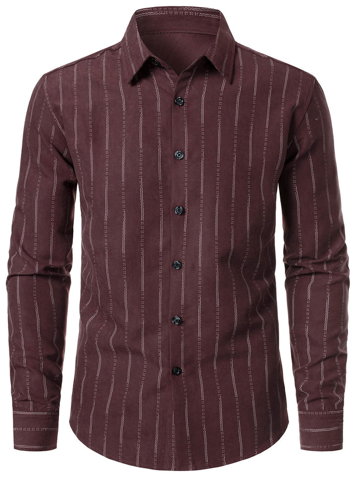 Chemise à manches longues à rayures rétro rouge pour homme