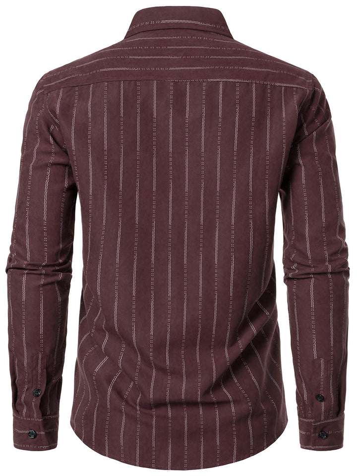 Chemise à manches longues à rayures rétro rouge pour homme